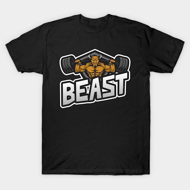 Beast Bodybuilding Fitness Weightlifting T-Shirt by PlimPlom